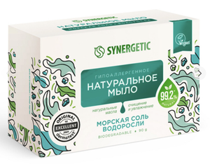 Мыло туалетное "Морская соль и водоросли" Synergetic, 90 г