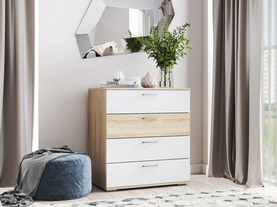 К-43 Комод ЛАЙТ белый/дуб сонома