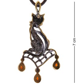 AM-3630 Подвеска «Кошечка Гламур» (латунь, янтарь)