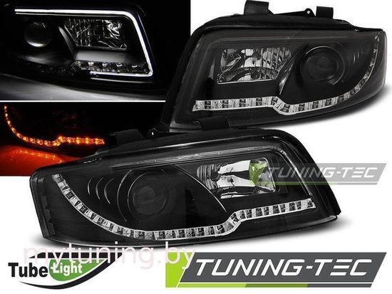 Передние фары led tube lights black для Audi A4 B6