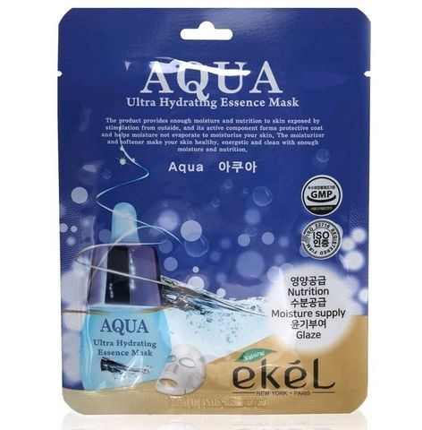 EKEL МАСКА ТКАНЕВАЯ ДЛЯ ЛИЦА С ГИДРОЛИЗОВАННЫМ КОЛЛАГЕНОМ AQUA ULTRA HYDRATING ESSENCE MASK, 25 ML