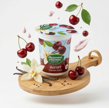 Йогурт фруктово-ягодный «Черешня-Ваниль» 6%, 200 гр