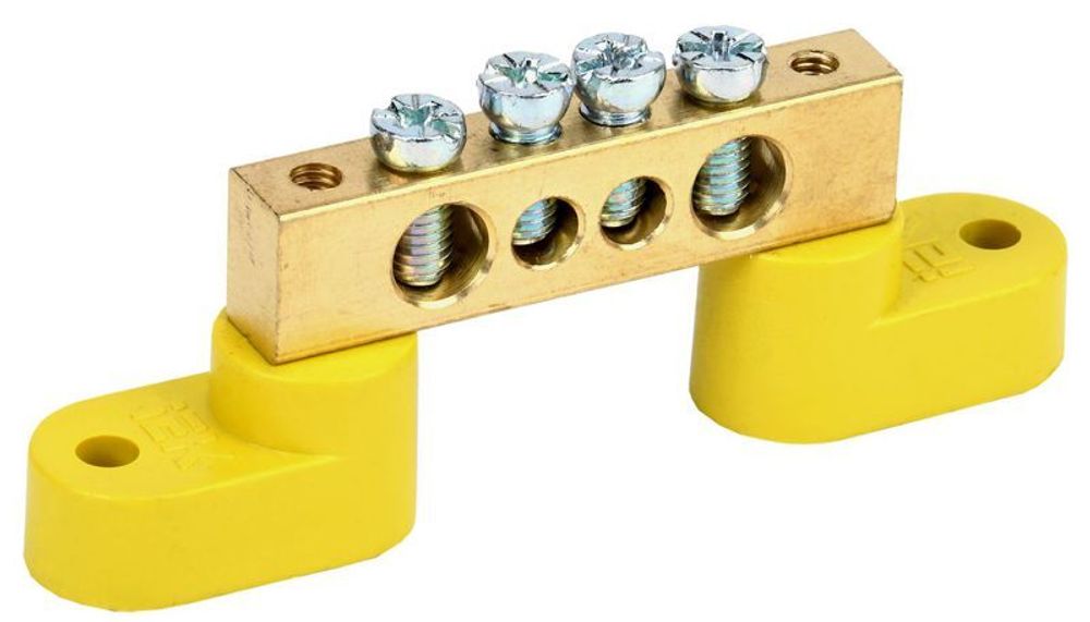 Шина PE "земля" ШНИ-8х12-4-У2-Ж на двух угловых изоляторах IEK YNN10-812-4C2-K05 Шина PE "земля" ШНИ-8х12-4-У2-Ж на двух угловых изоляторах IEK YNN10-812-4C2-K05