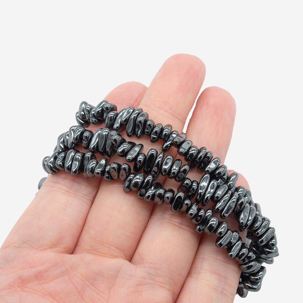 Гематин (гематит), оттенок "Gun Metal", тонкий фриформ 6-8*2,5мм