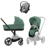 Коляска Cybex Priam IV Chrome Brown complete Aton S2 Lava Grey Base One 4 в 1 Leaf Green