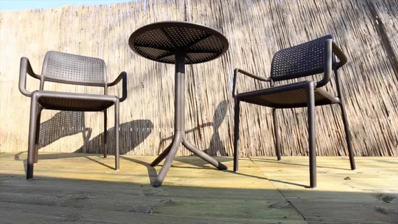 Регулируемый пластиковый стол Step Ø60 см, темно-коричневый