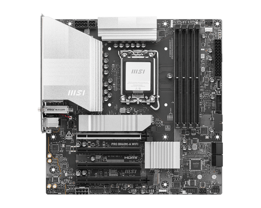 Материнская плата MSI PRO B860M-A WIFI LGA1851 4xDDR5 4xSATA3 RAID 3xM.2 HDMI 2xType-C DP mATX