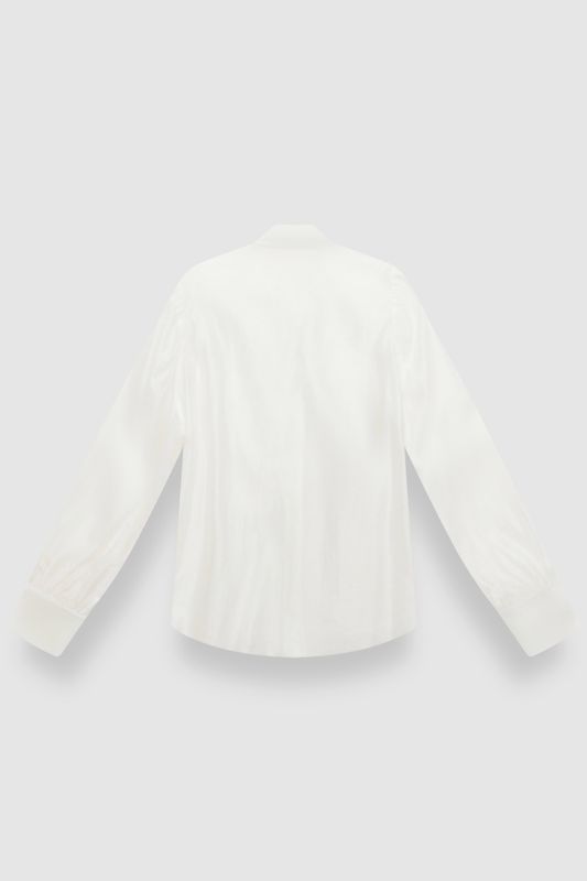 Блузка из тенселя с декоративной отстрочкой, белый