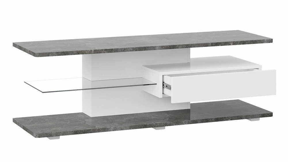 Тумба под телевизор напольная Белый глянец 140х44х46 см