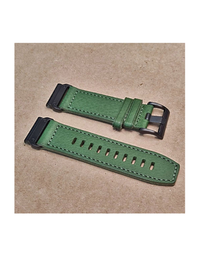 Ремешок кожаный 26 мм. для Garmin Fenix 7x / 6x / 5x / 3, Enduro 2 / Tactix 7, Tactix (Зеленый)Delta быстросъемный