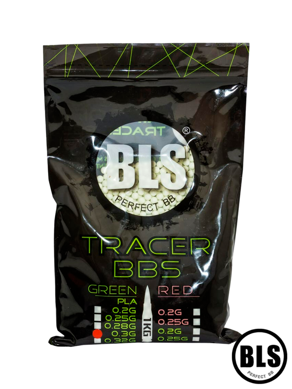 Шары трассерные BLS Tracer 0,30 g (зелёные, 3300 шт, 1 кг, пакет)