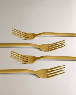 ZARA HOME НАБОР ДЕСЕРТНЫХ ВИЛОК ИЗ ЗОЛОТОЙ СТАЛИ ( 4 ПРЕДМЕТА), ЗОЛОТО