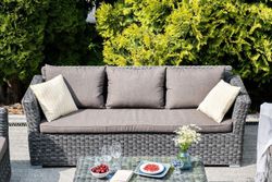 "Капучино" диван из искусственного ротанга трехместный, цвет графит