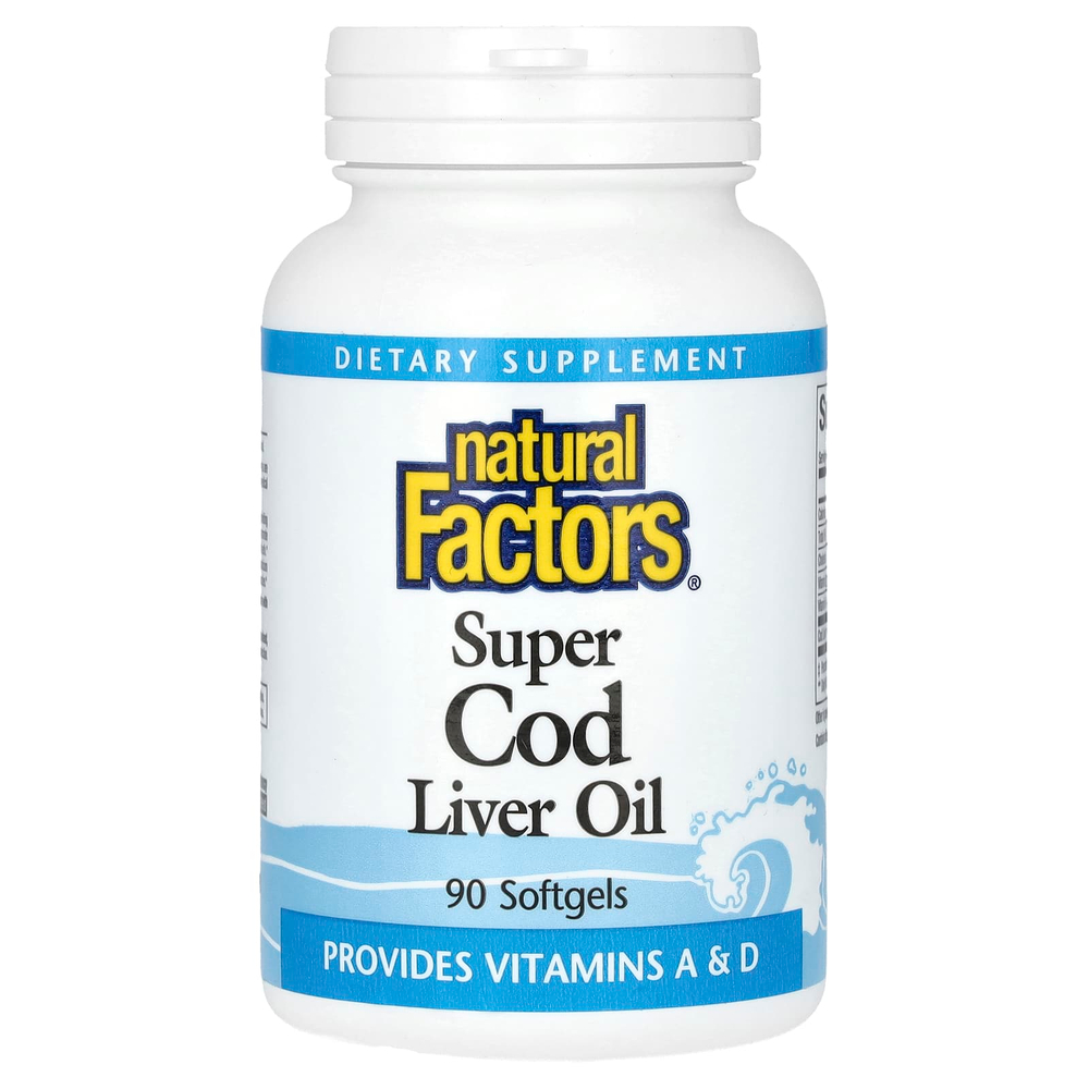 Natural Factors, Super Cod Liver Oil, жир печени трески, 90 капсул