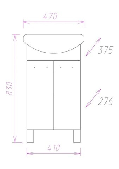 Тумба Onika КОРАЛЛ 47.10 с раковиной ДОРА 47