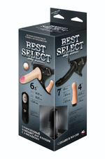 Черный женский пояс BEST SELECT с 3 насадками и вибрацией (Цвет: телесный с черным)