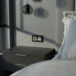 Выключатель двухклавишный с подсветкой без рамки Werkel дымчатый W1220104