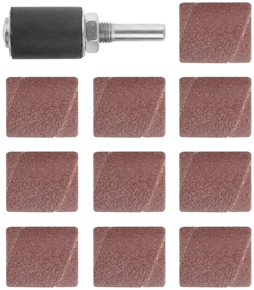 Бандаж наждачный и барабан наждачный, набор 10+1 шт. 36914