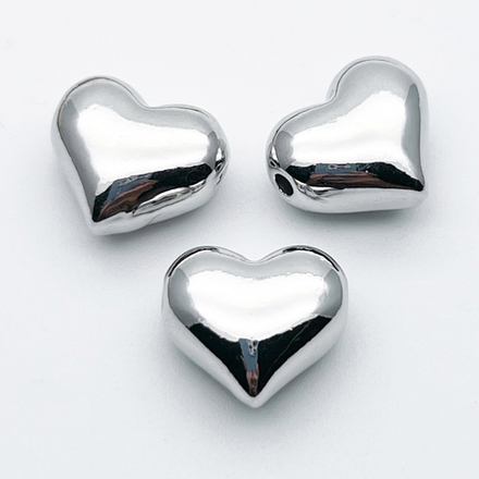 Подвеска Сердце, цвет серебро (родий), размер 16*14 мм, цена за 1 шт