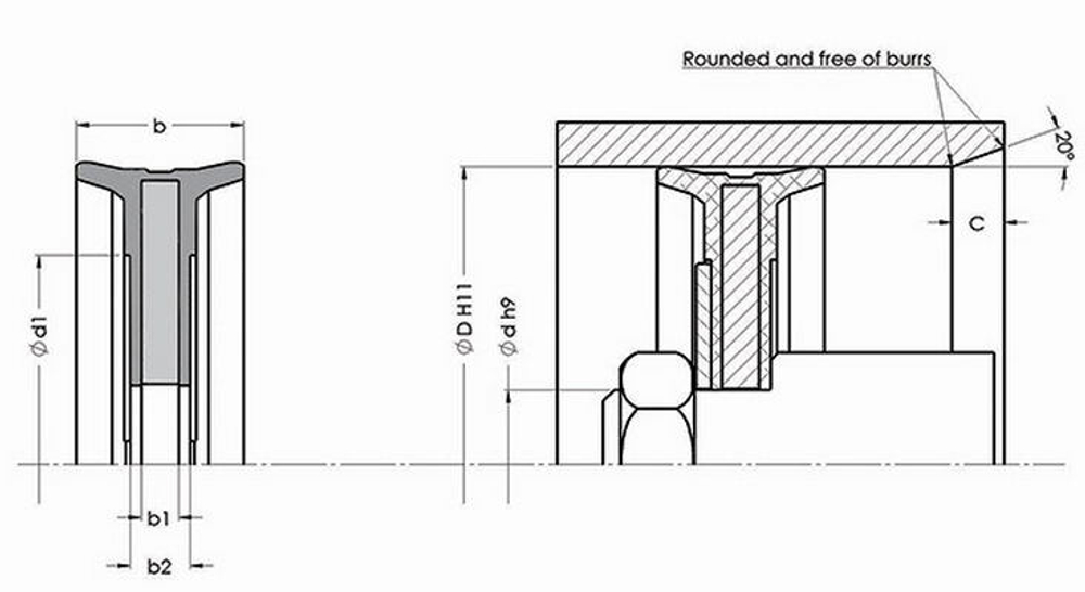 A801-095 Пневматическое уплотнение поршня 95-16-25
