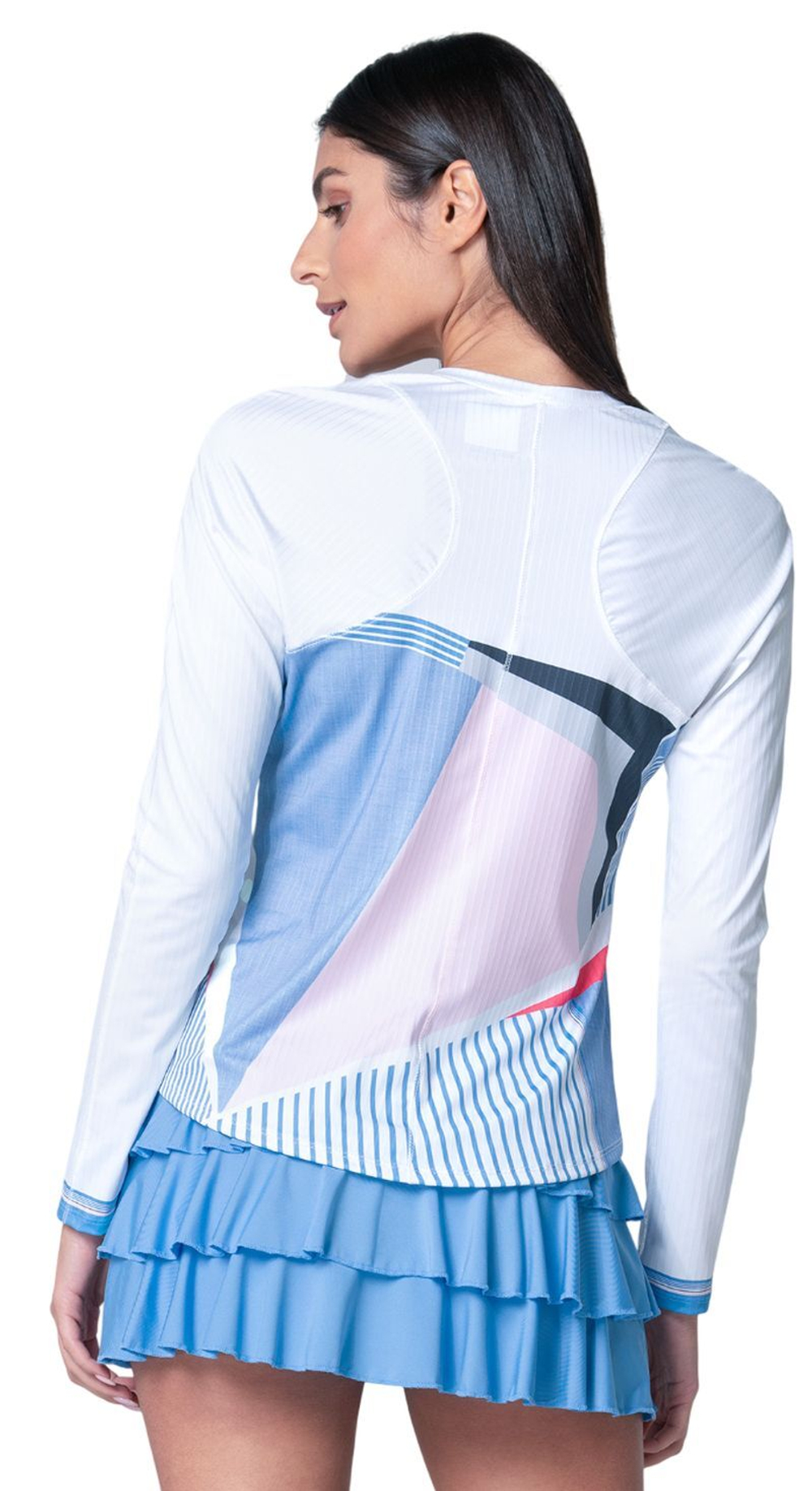 Женская теннисная футболка с длинным рукавом Lucky in Love Linen Intuition Long Sleeve Shirt - white