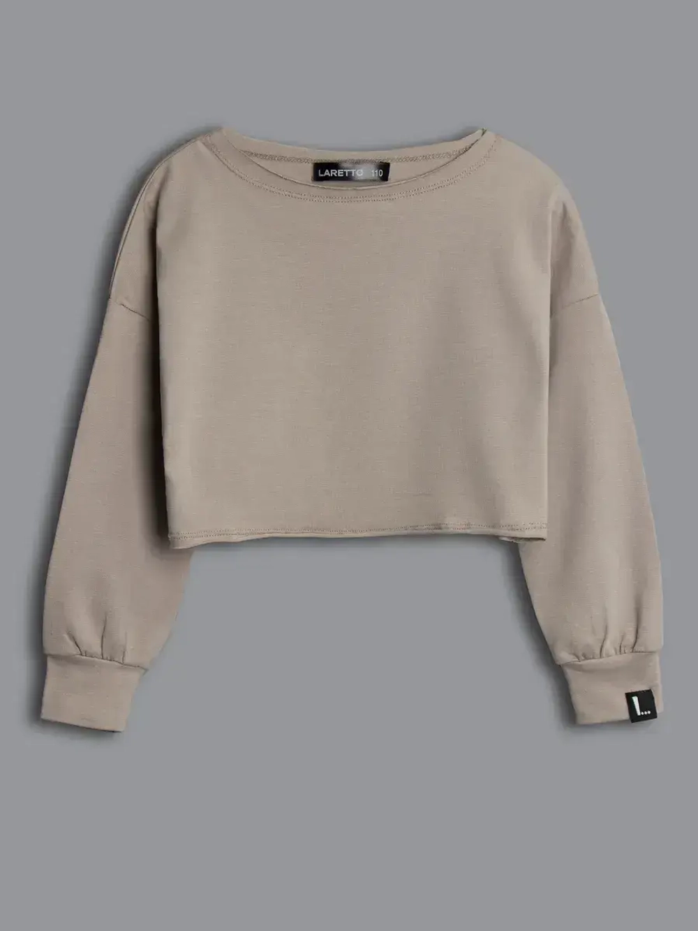 Лонгслив для девочки укороченный, бежевый