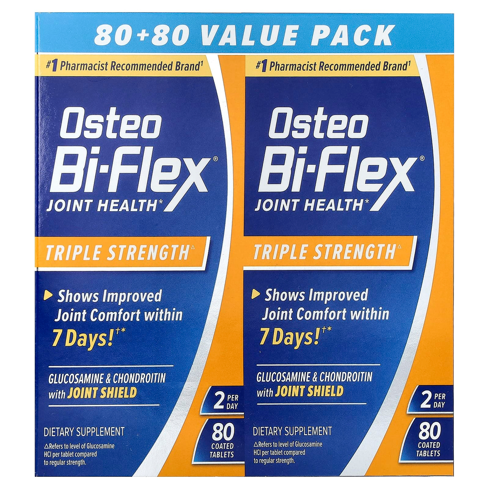 Osteo Bi-Flex, Здоровье суставов, тройная сила, 2 пакетика, 80 таблеток, покрытых оболочкой