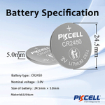Элемент питания Литиевая Таблетка CR-2450 3B Pkcell