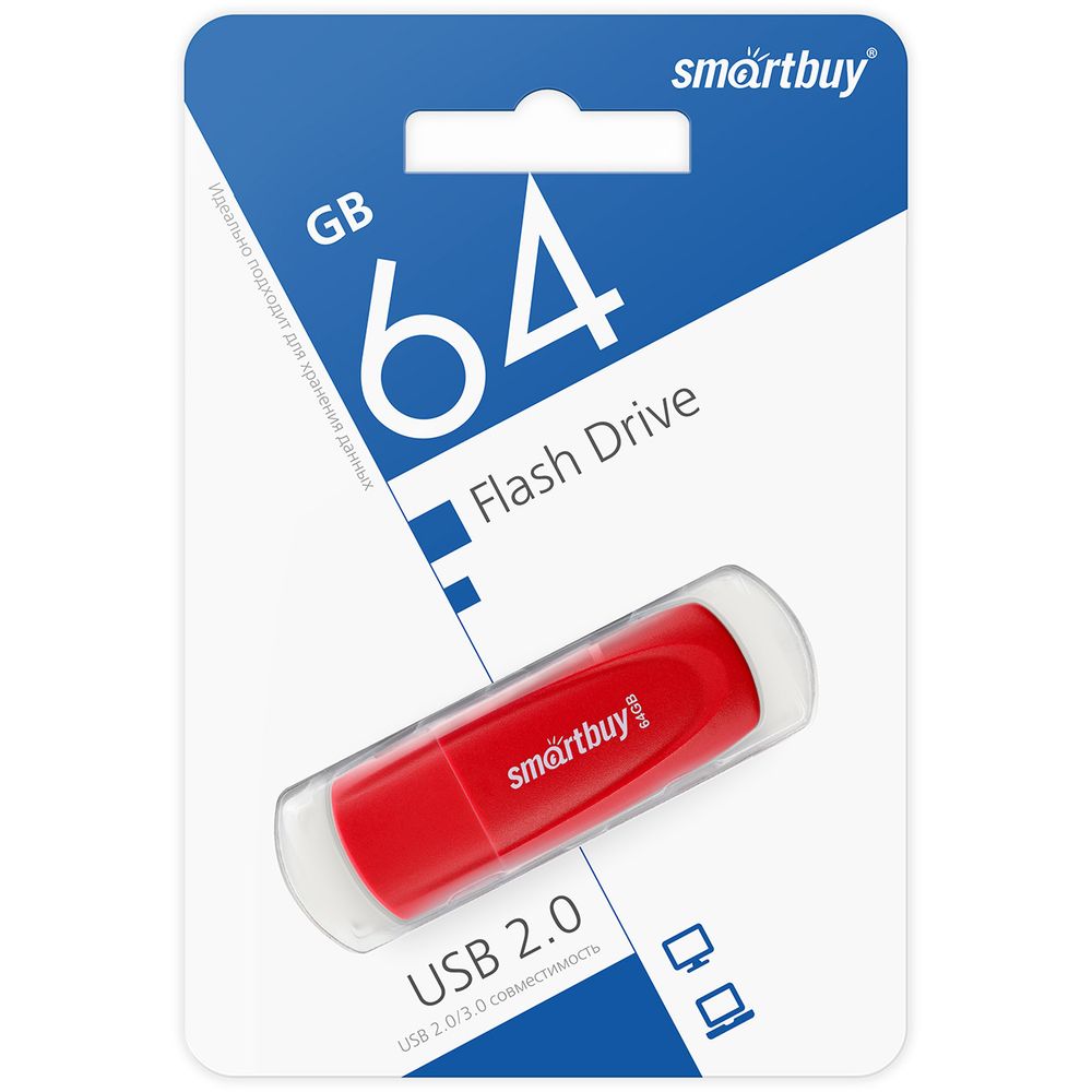 USB карта памяти 64ГБ Smart Buy Scout (красный)