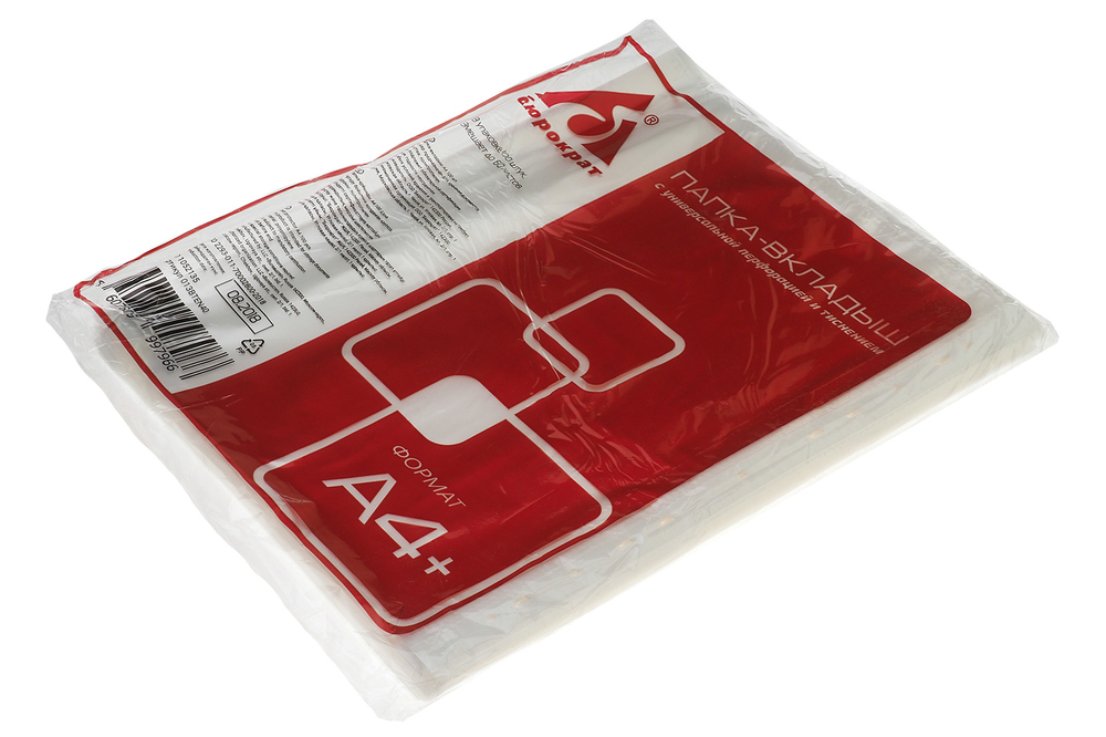 Папка-карман с перфорацией А4 прозрачная с тиснением 0.035мм Премиум БЮРОКРАТ 100шт/уп цена за уп.