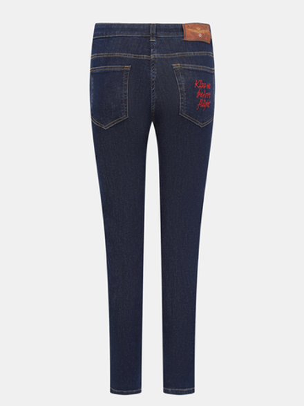 Джинсы жен. AERONAUTICA 185 темно-синий KISS красным