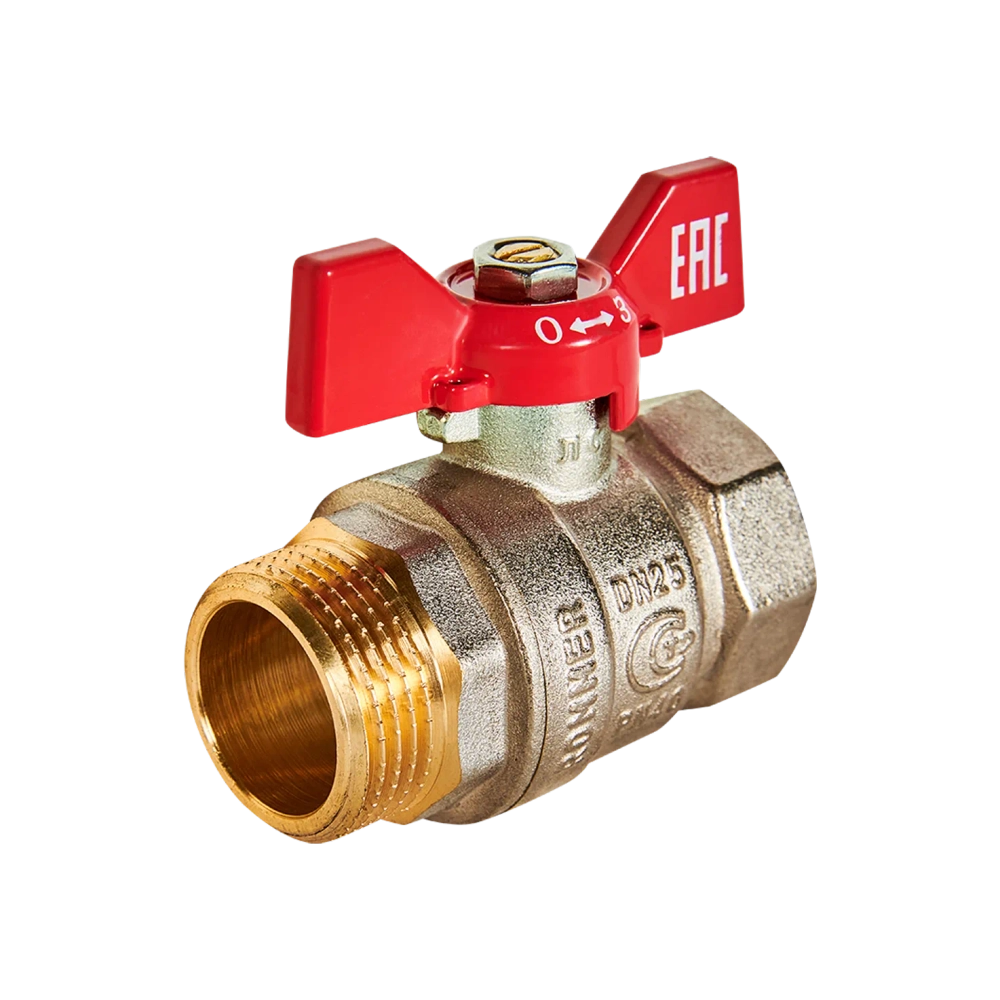 Кран шаровой полнопроходной ROMMER - 1" (ВР/НР, PN40, ручка-бабочка)