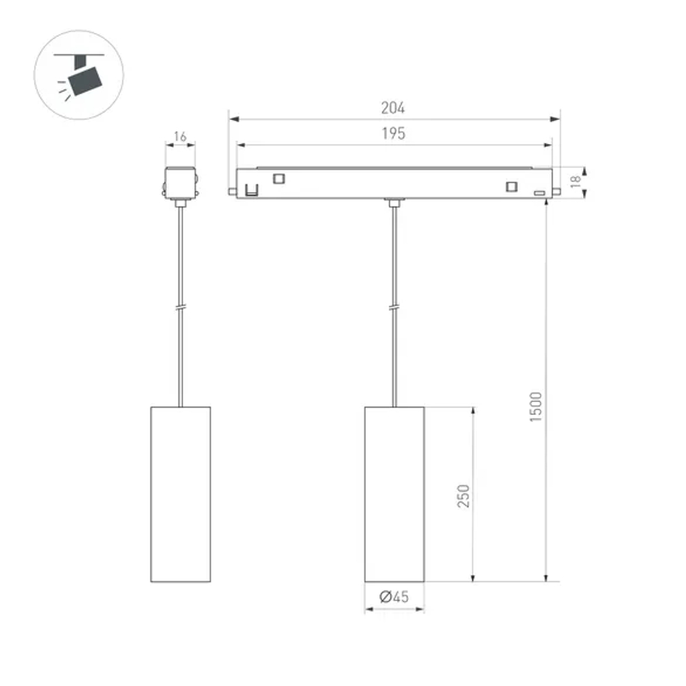 Светильник MAG-ORIENT-SPOT-HANG-R45-12W Day4000 (BK, 24 deg, 48V) (Arlight, IP20 Металл, 5 лет) 035711
