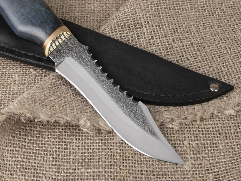 Нож "Щукарь", сталь Bohler N690, рукоять синяя стабилизированная береза