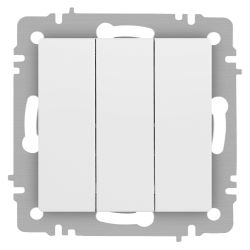 Выключатель Intro Accent 6-106-01М тройной, 10А-250В, IP20, СУ, AL/CU, белый матовый