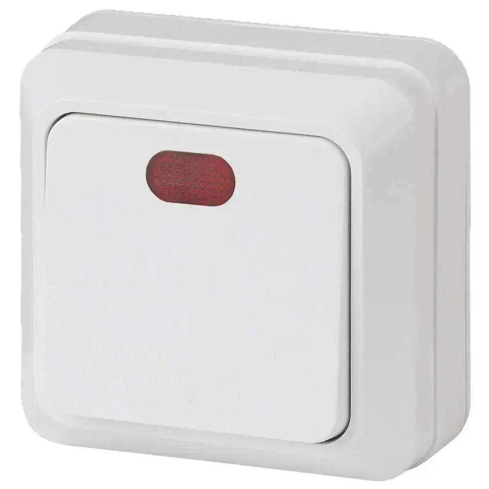 Выключатель Intro Quadro 2-102-01 одноклавишный с подсветкой 10А-250В IP20 ОУ белый