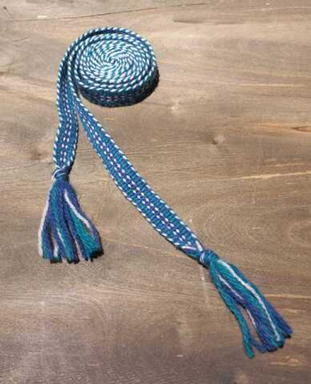 Пояс тканный сине-белый