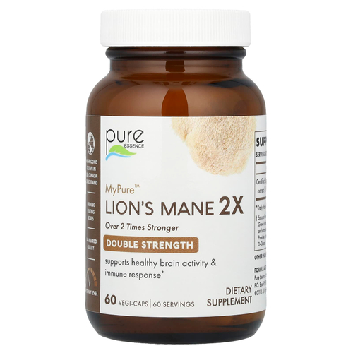 Pure Essence, MyPure™, ежовик гребенчатый 2X, 500 мг, 60 растительных капсул
