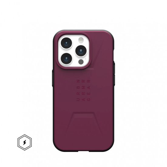 Чехол с поддержкой MAGSAFE Uag Civilian для iPhone 15 Pro 6.1", цвет бордовый (Bordeaux)