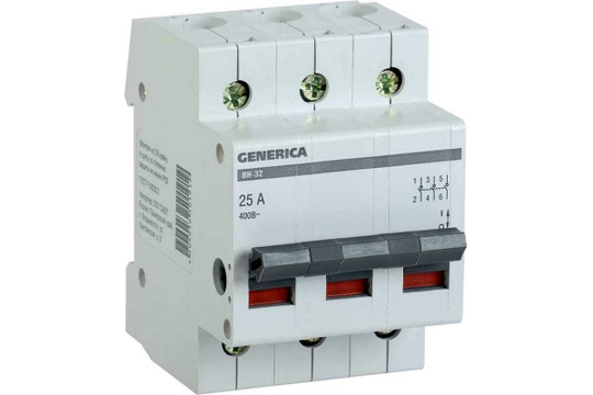 Выключатель нагрузки (мини-рубильник) ВН-32 3Р 25А GENERICA