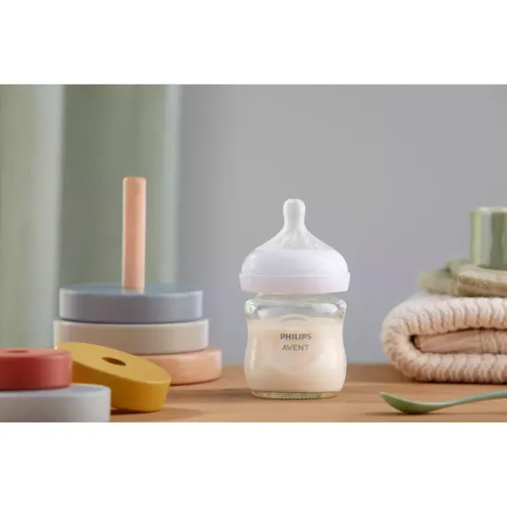 Biberon Natural Response glass baby bottle, 120ml, 0m+