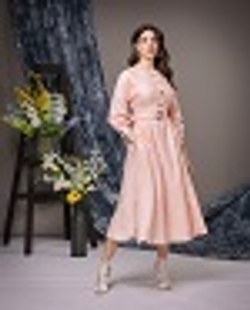 14-02-22 SS Платье расклешённое по линии низа с разрезами по бокам, розовое XL