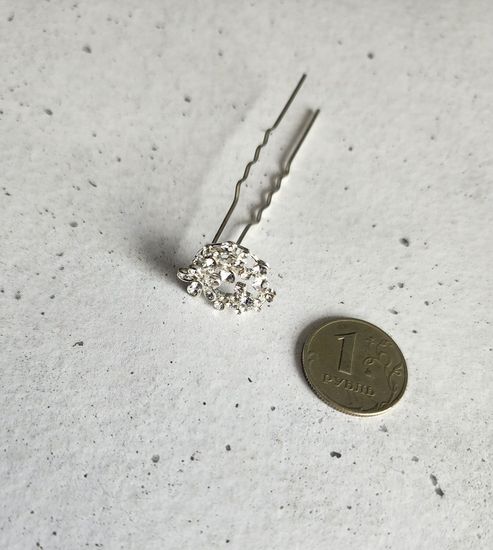 Набор шпилек "Цветочки" стразы, 3 шт, серебро