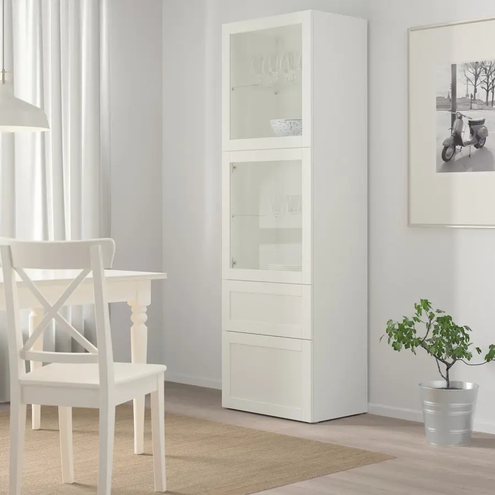 Книжный шкаф - BESTÅ/ BESTА IKEA/ БЕСТА/БЕСТО ИКЕА, 193х60 см, белый