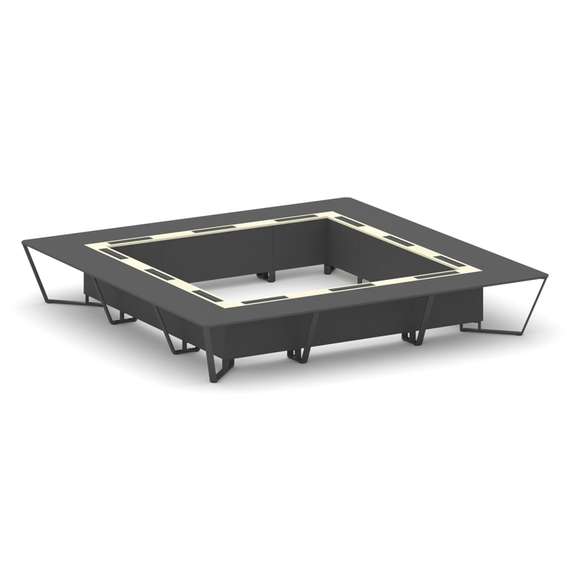 Steel Meet Стол переговорный квадратный KMK-PR.B.SP-24K Антрацит/Ваниль Глянец/Металл Антрацит 4800*