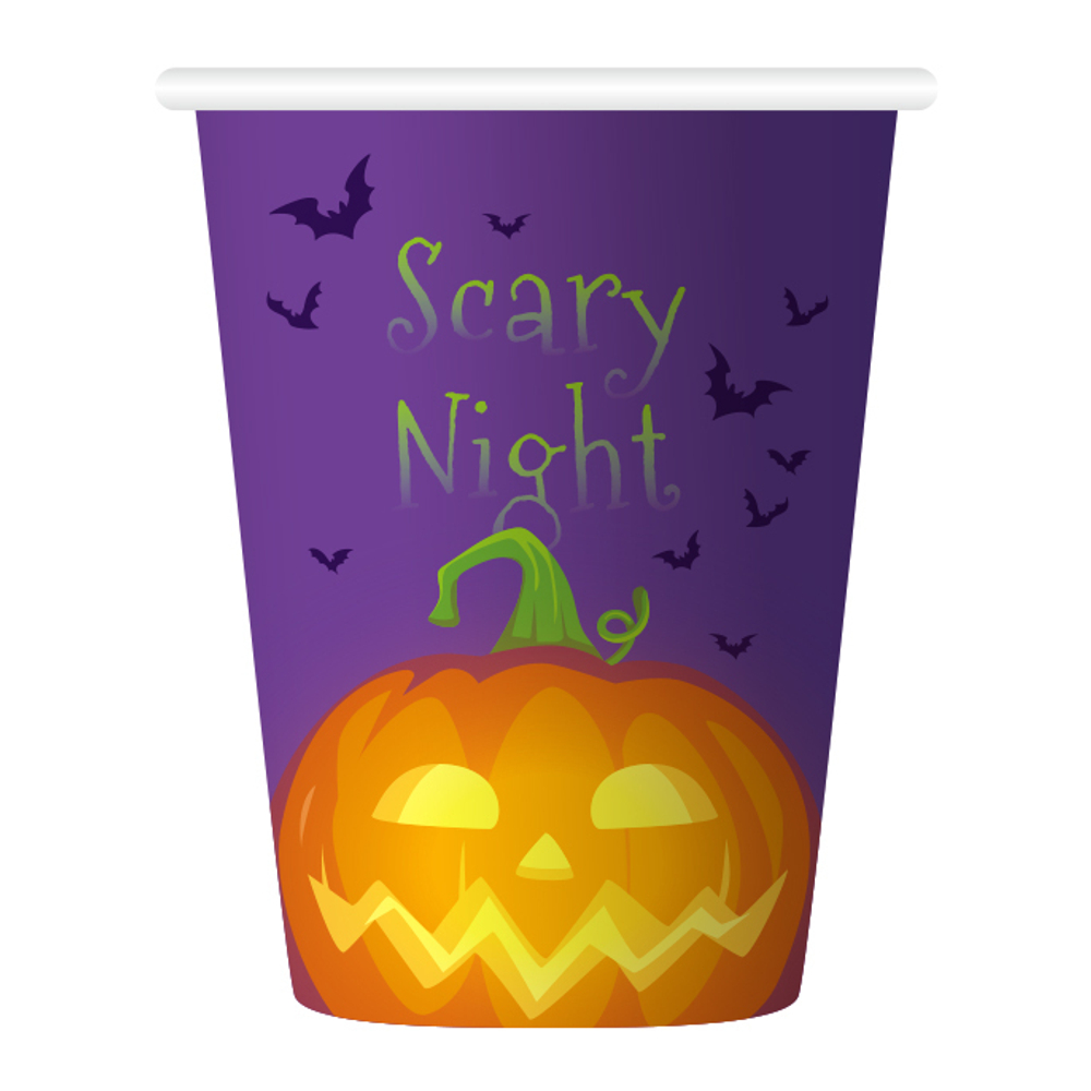 Стаканы "Хэллоуин" Черный Котик с тыквой 6 шт