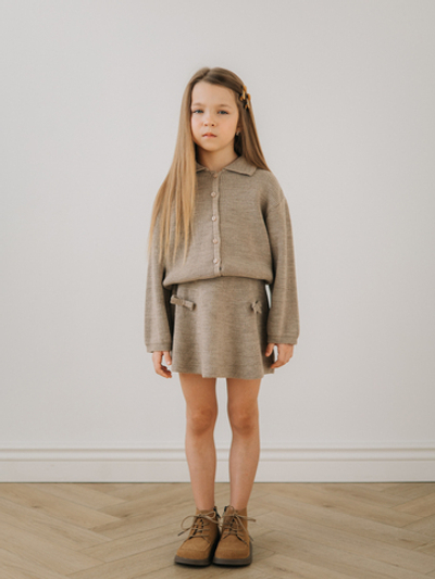 Кардиган с воротником, Бежевый