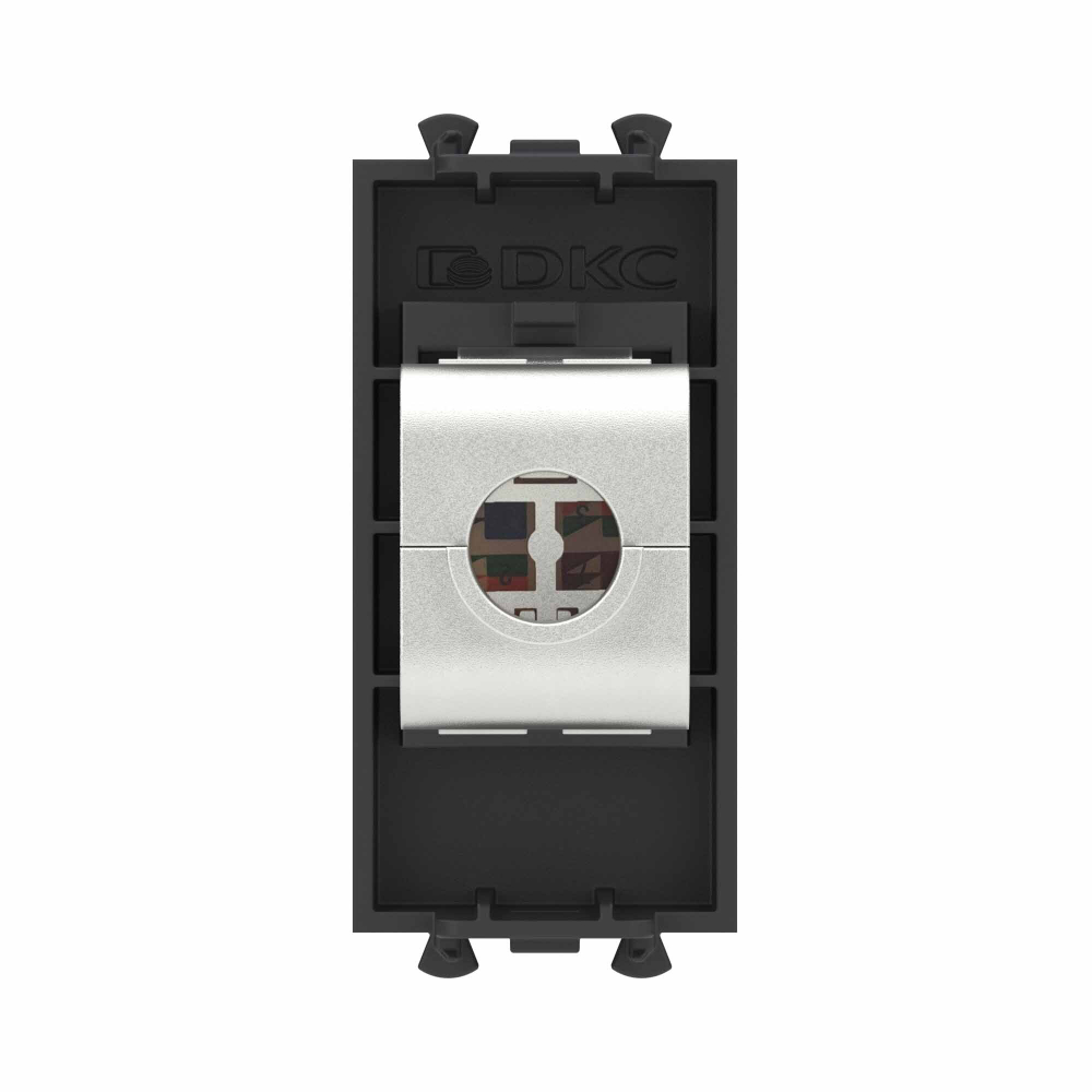 Компьютерная розетка RJ-45 без шторки модульная, кат.6 экранированная, "Avanti", "Черный матовый", 1 модуль