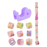 Клейкая лента (скотч) декоративная Basir с диспенсером, серия "Модница", подарочный набор: 9 скотчей + 1 диспенсер