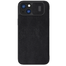 Кожаный чехол книжка от Nillkin для iPhone 15, серия Qin Pro Leather с защитной шторкой для камеры